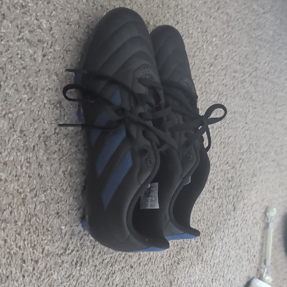 Adidas Black with Blue Stripes Soccer Shoes